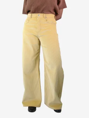 Yellow wide-leg corduroy trousers - size UK 10