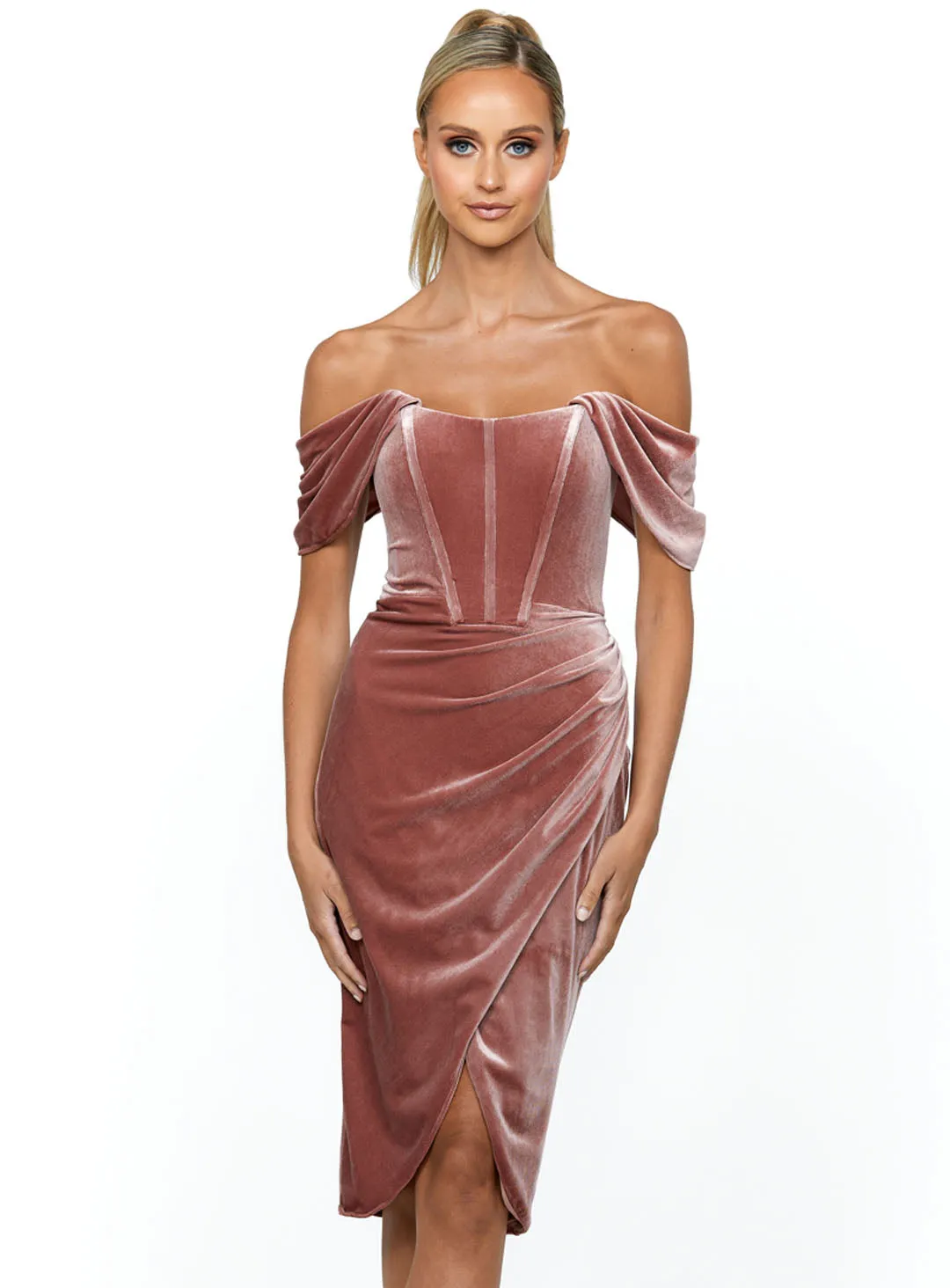 ZOE CORSET MIDI DRESS - Nude - size 6