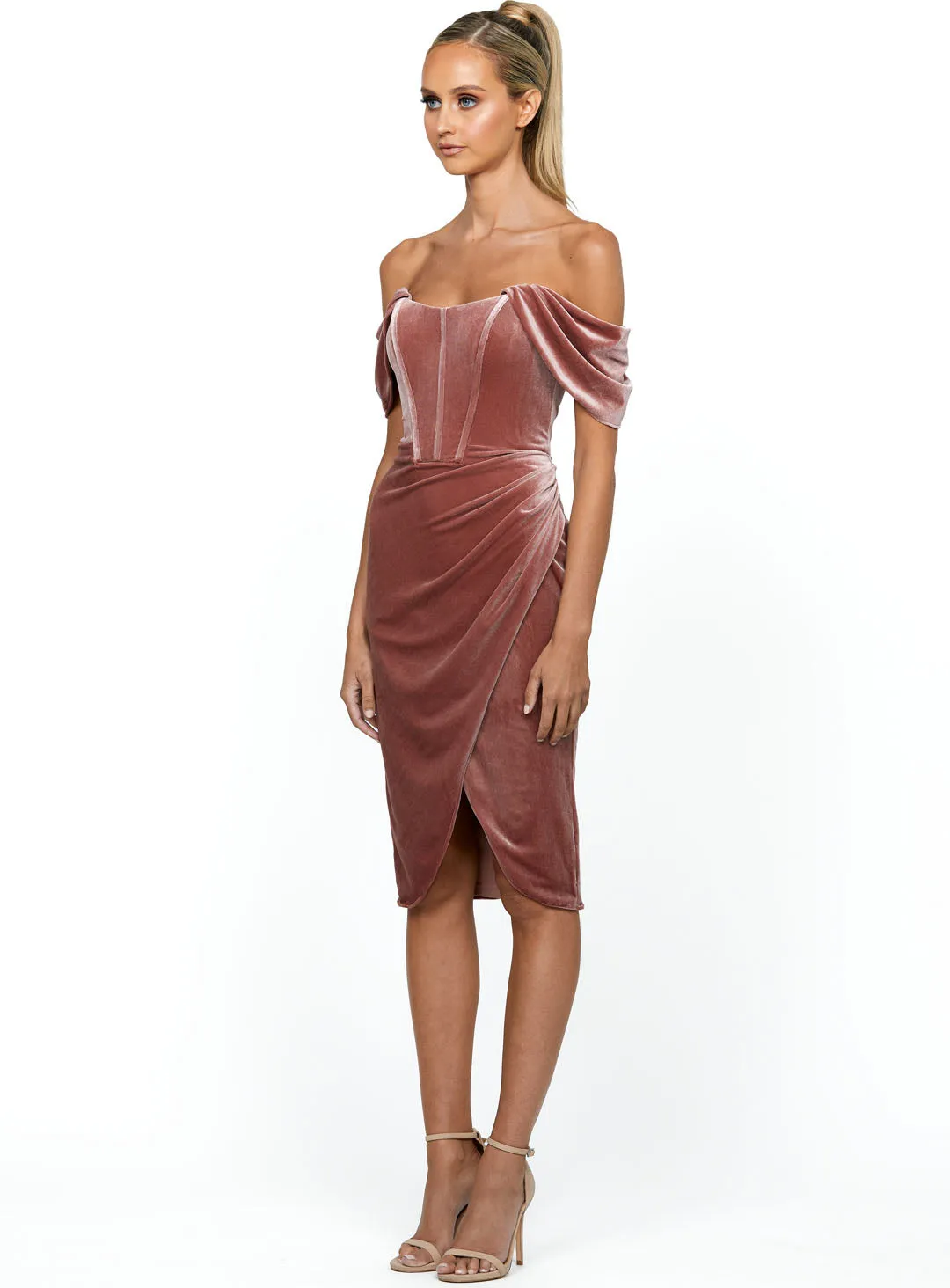 ZOE CORSET MIDI DRESS - Nude - size 6