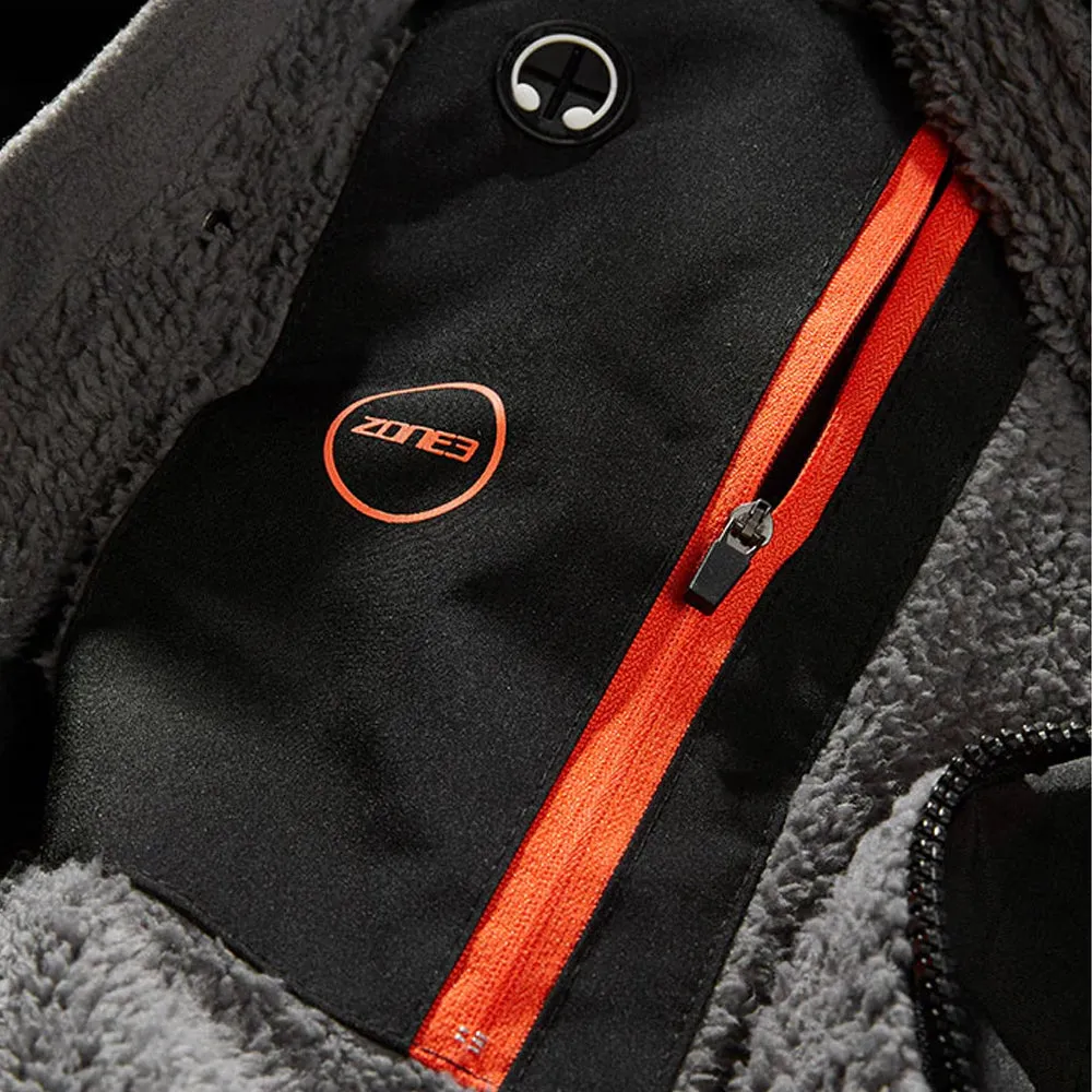 Zone 3 Oversized Polar Fleece Parka Robe Jacket   - Black/Orange